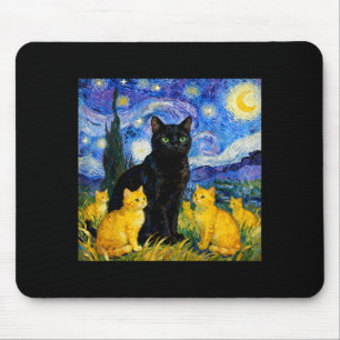 Sternennacht Katze Künstlerische Schwarze Katze & Mousepad