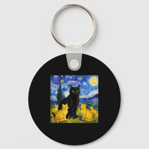 Sternennacht Katze Künstlerische schwarze Katze &  Schlüsselanhänger