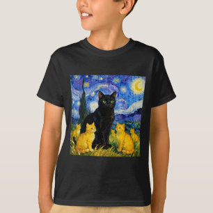 Sternennacht Katze Künstlerische schwarze Katze & T-Shirt