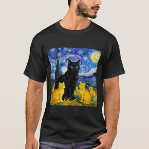 Sternennacht Katze Künstlerische schwarze Katze & T-Shirt