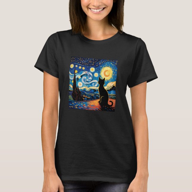 Sternennacht-Katze T-Shirt (Vorderseite)
