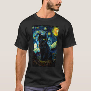 Sternennacht Katze Van Gogh Katze Katzenliebhaber T-Shirt