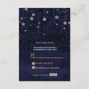 Sternennacht Lila Gold Verspielte Sterne RSVP Karte