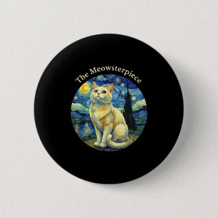 Sternennacht Lustige Katze Die Meowsterece Van Gog Button