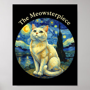 Sternennacht Lustige Katze Die Meowsterece Van Gog Poster