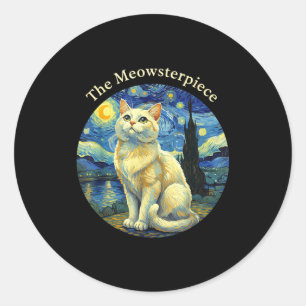 Sternennacht Lustige Katze Die Meowsterece Van Gog Runder Aufkleber