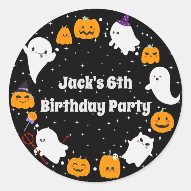 Sternennacht mit Geistern und Pumpkins Runder Aufkleber (Vorderseite)