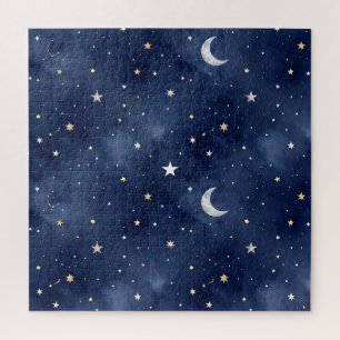 Sternennacht-Mond-Sternbilder-Muster Puzzle