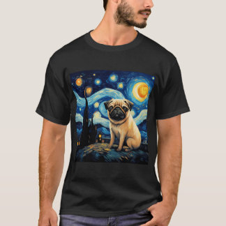 Sternennacht-Mops, Van-Gogh-inspiriertes Hundebild T-Shirt