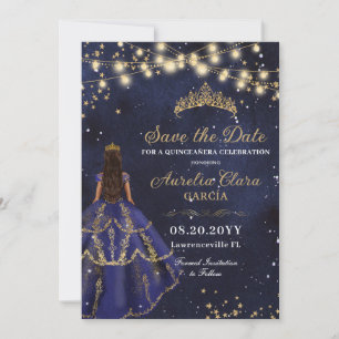 Sternennacht Navy Blaues Kleid Gold Quinceañera Save The Date