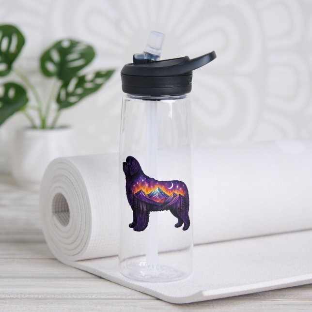 Sternennacht Neufundländer Trinkflasche (Yoga (gedreht))