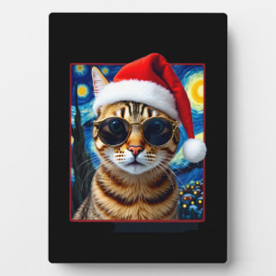 Sternennacht Orange Getigerte Katze Weihnachten Fotoplatte