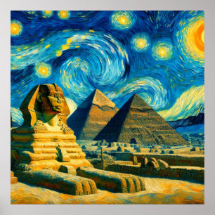 Sternennacht Pyramiden Sphinx Ägypten Poster
