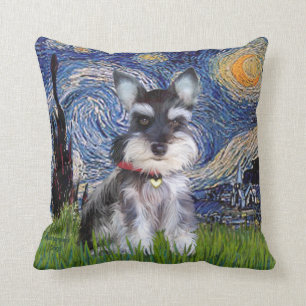 Sternennacht - Schnauzer-Welpe #10 Kissen