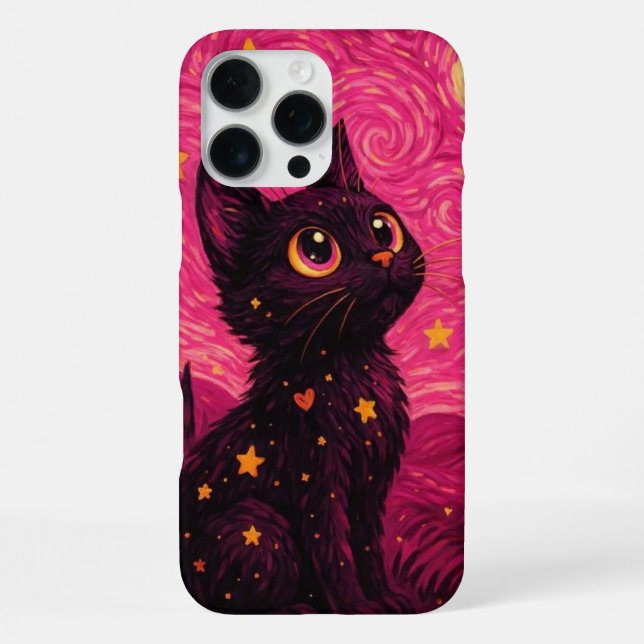 Sternennacht schwarze Katze iPhone 17 Pro Max Hüll Hülle (Rückseite)