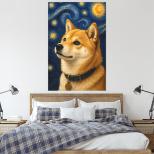 Sternennacht-Shiba-Inu-Porträt Leinwanddruck