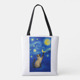 Sternennacht Siamesische Katze Mond