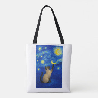 Sternennacht Siamesische Katze Mond