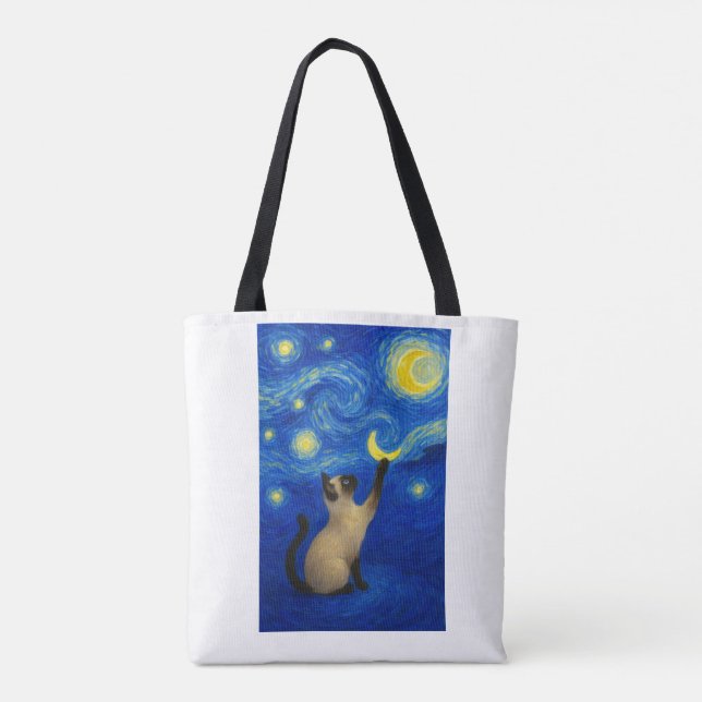 Sternennacht Siamesische Katze Mond  (Rückseite)