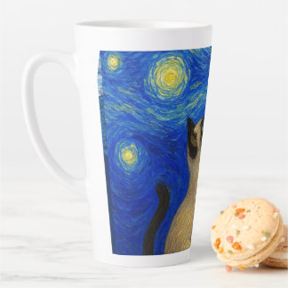 Sternennacht Siamesische Katze Mond Milchtasse