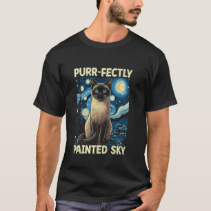 Sternennacht-Stil Kunstmalerei Siamese Lustig T-Shirt