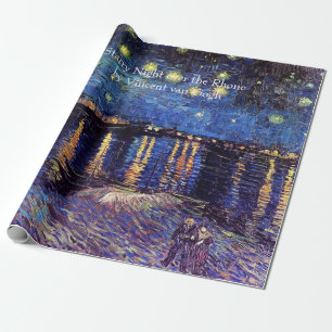Sternennacht über der Rhone von Van Gogh. Vintage Geschenkpapier