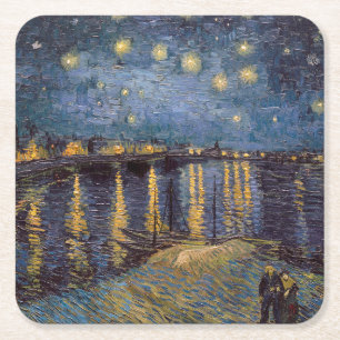 Sternennacht über der Rhone von Vincent Van Gogh Rechteckiger Pappuntersetzer