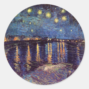 Sternennacht über der Rhone von Vincent van Gogh Runder Aufkleber