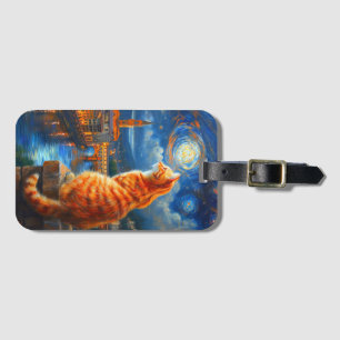 Sternennacht über Florenz Ginger Cat Art Gepäckanhänger
