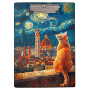 Sternennacht über Florenz Ginger Cat Art Klemmbrett