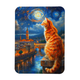 Sternennacht über Florenz Ginger Cat Art Magnet
