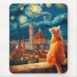 Sternennacht über Florenz | Ginger Cat Art Mousepad