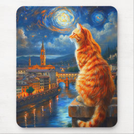 Sternennacht über Florenz | Ginger Cat Art Mousepad