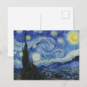 Sternennacht von Van Gogh Wirbelnder Himmel Blau K Postkarte