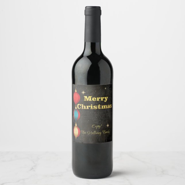 Sternennacht Weihnachten Weinetikett (Vorderseite)