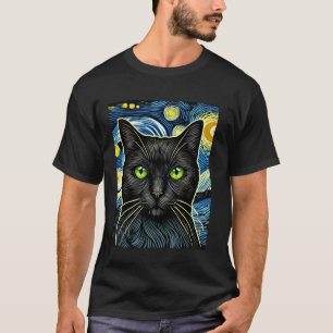 Sternennacht Whimsical Katzenkunst T-Shirt