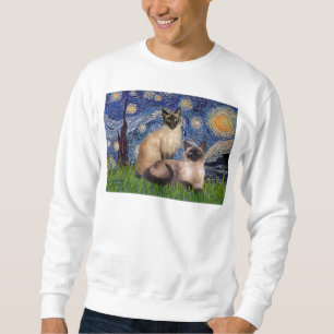 Sternennacht - Zwei siamesische Katzen (Choc Pt) Sweatshirt