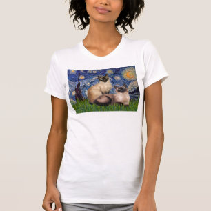 Sternennacht - Zwei siamesische Katzen (Choc Pt) T-Shirt