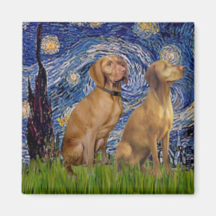 Sternennacht - Zwei Vizslas Magnet
