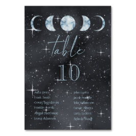 Sternennachtsmond-Phasen Celestial Wedding Tischnummer