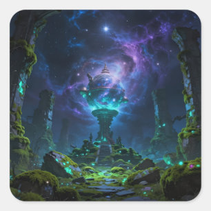 Sternenpfad – Reise durch das Universum Quadratischer Aufkleber