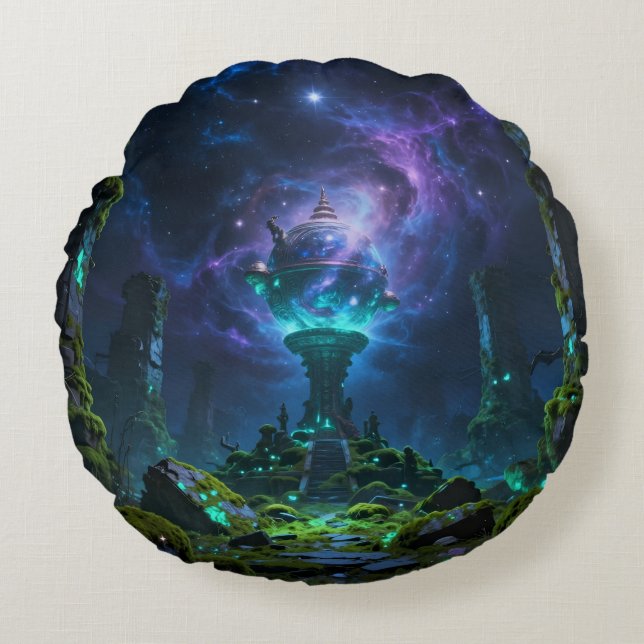 Sternenpfad – Reise durch das Universum Rundes Kissen (Vorderseite)