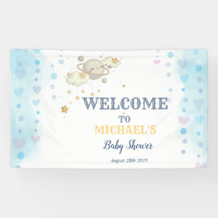Sternenplanet Wolken Blaue Babyparty Banner