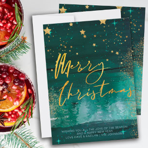Sternenreiche Winternacht Frohe Weihnachten Grün G
