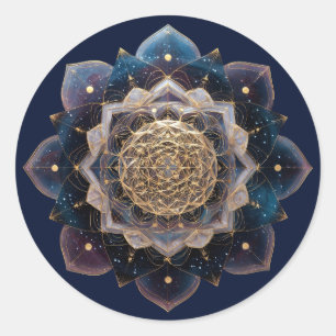 Sternensaat-Geometrie Mandala-Design Runder Aufkleber