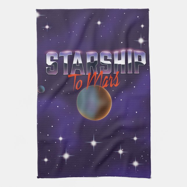 Sternenschiff zum Mars Geschirrtuch (Vertikal)