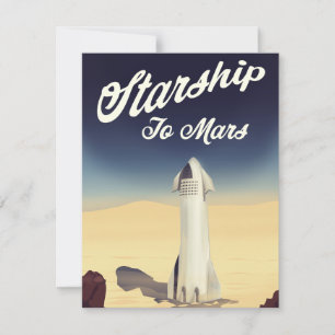 Sternenschiff zum Mars im Vintage-Stil Weltraumrei