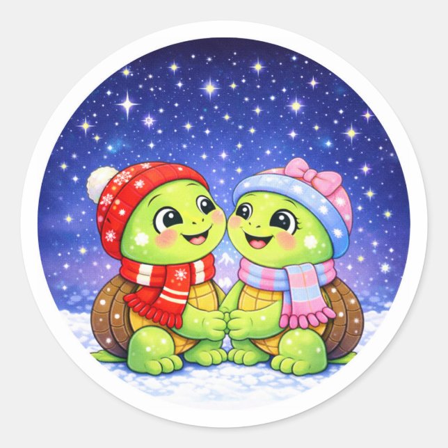 Sternenvolle Winternacht Runder Aufkleber (Vorderseite)