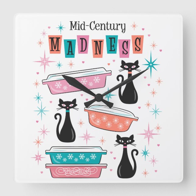 Sternexplosion aus dem Mittelalter Retro Pyrex Sch Quadratische Wanduhr (Vorderseite)