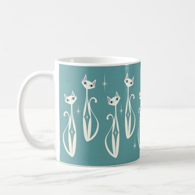 Sternexplosion Diamond Cats auf blauem Boden Kaffeetasse (Links)